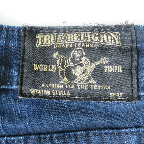 True Religion Stella Jeans Rare Gold Stitched Dark Blue Denim Women's Size 24 - Picture 9 of 11
